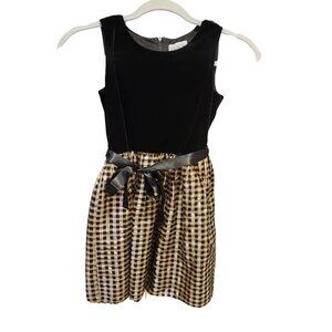 The Children's Place Girls' Sleeveless Party Dress Black and Gold Classic Size 8